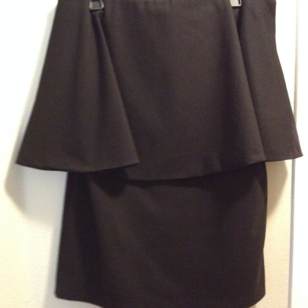ALEXIS Black Peplum top ruffle straight career office cocktail Skirt Sze Large